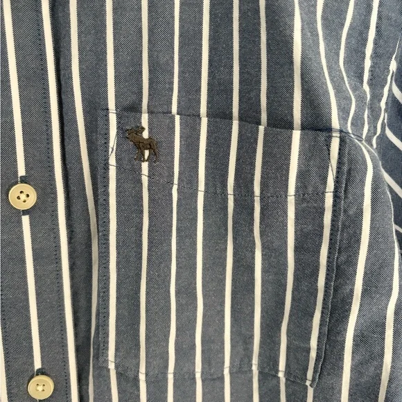 Abercrombie & Fitch Blue Striped Men's XL Button Down Muscle Shirt - Picture 2 of 4